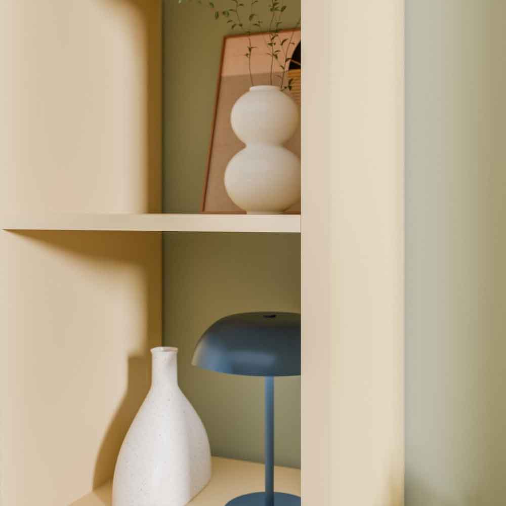 Mabon Tall Wooden Bookcase with 4 Open Storage in Yellow