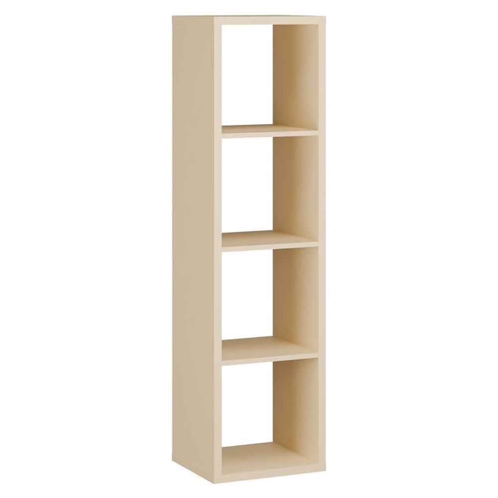 Mabon Tall Wooden Bookcase with 4 Open Storage in Yellow