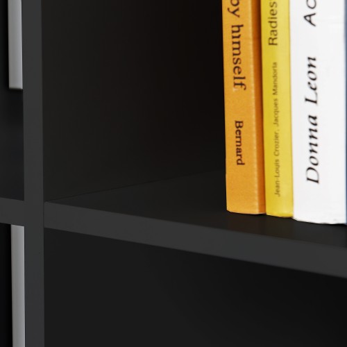 Mabon Wooden Bookcase With 15 Open Cubes In Matt Black