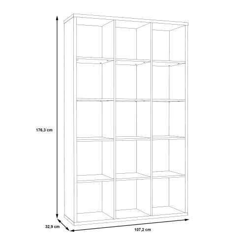 Mabon Wooden Bookcase With 15 Open Cubes In Matt Black