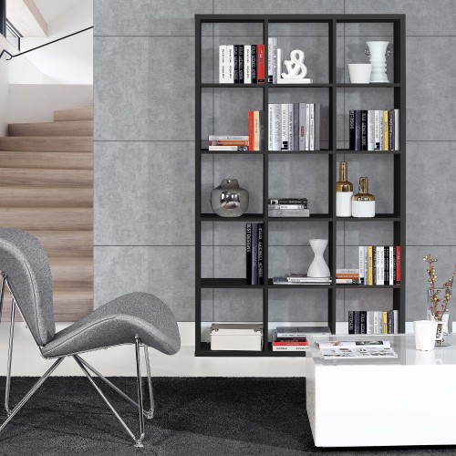 Mabon Wooden Bookcase With 15 Open Cubes In Matt Black