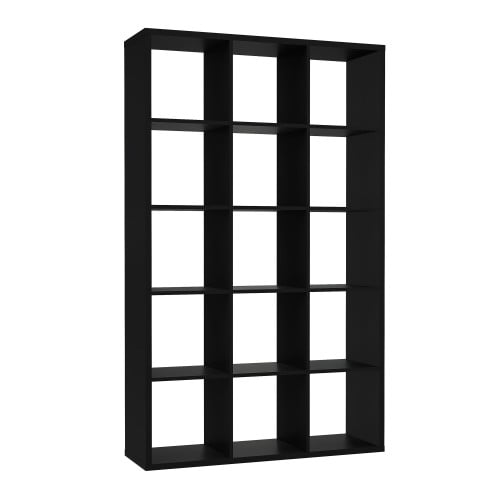 Mabon Wooden Bookcase With 15 Open Cubes In Matt Black