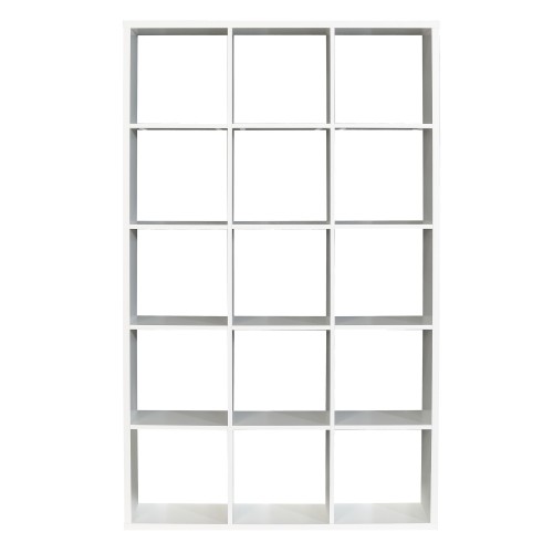 Mabon Wooden Bookcase With 15 Open Cubes In Matt White
