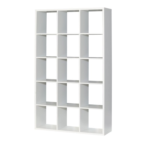 Mabon Wooden Bookcase With 15 Open Cubes In Matt White