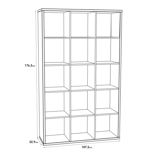 Mabon Wooden Bookcase With 15 Open Cubes In Matt White