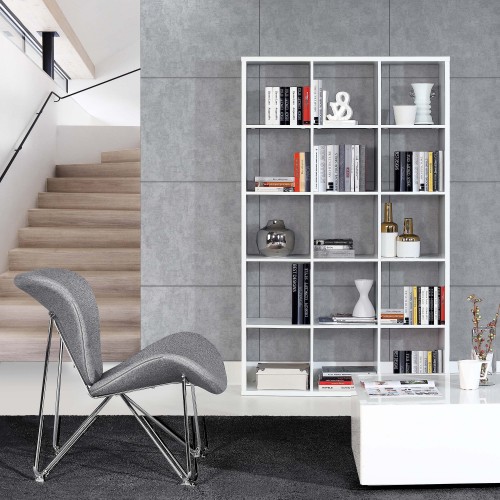 Mabon Wooden Bookcase With 15 Open Cubes In Matt White
