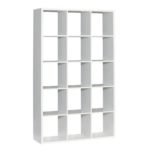 Mabon Wooden Bookcase With 15 Open Cubes In Matt White