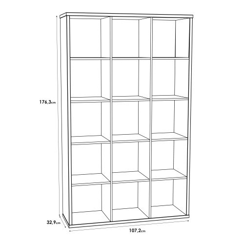 Mabon Wooden Bookcase With 15 Open Cubes In Sand Oak