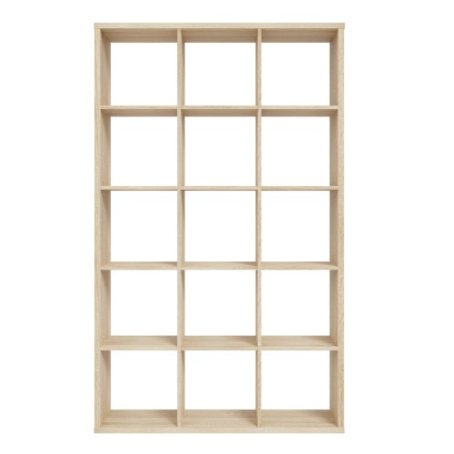 Mabon Wooden Bookcase With 15 Open Cubes In Sonoma Oak