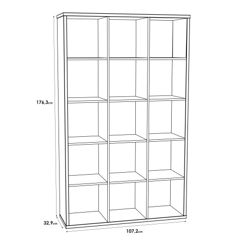 Mabon Wooden Bookcase With 15 Open Cubes In Sonoma Oak