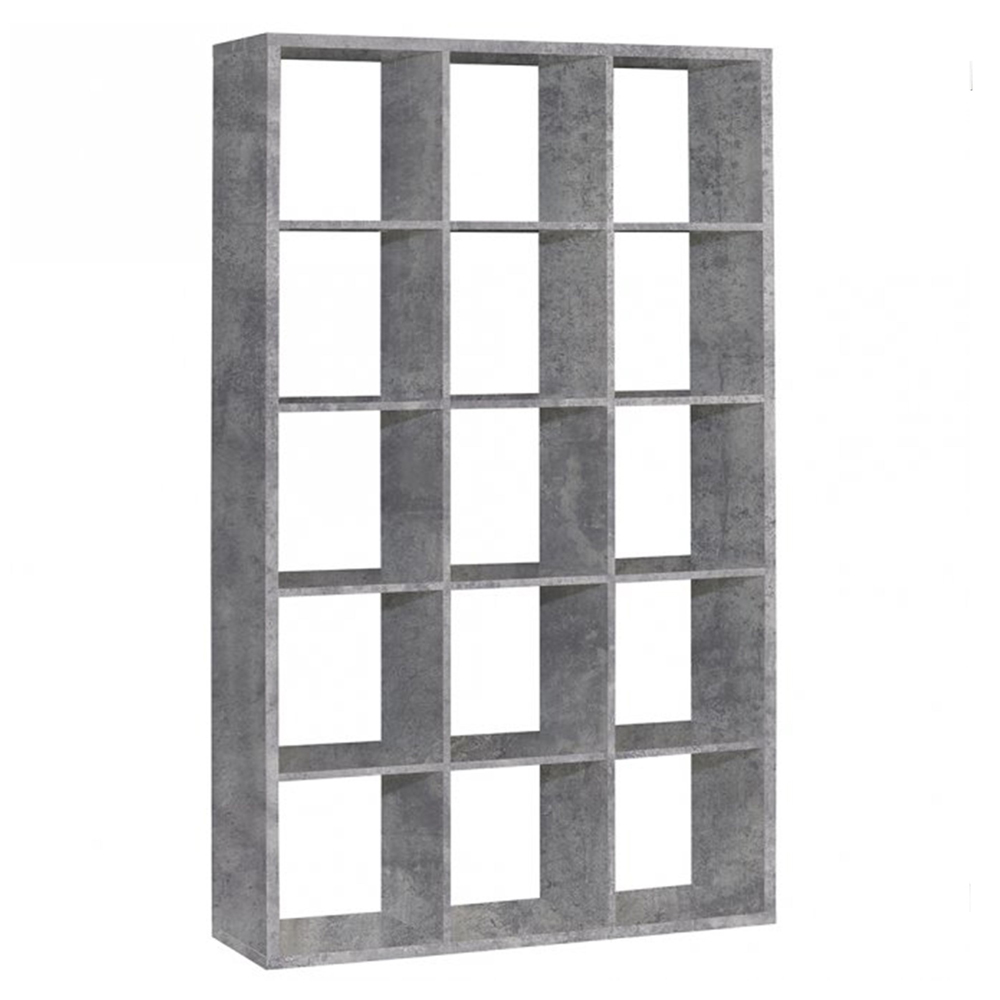 Mabon Wooden Shelving Unit With 15 Open Storage In Concrete Effect