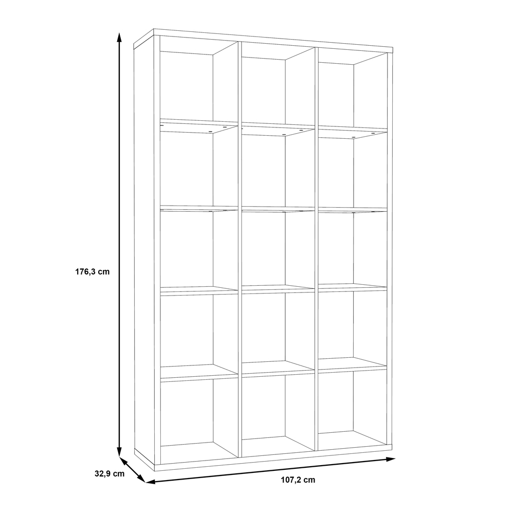 Mabon Wooden Shelving Unit With 15 Open Storage In Concrete Effect