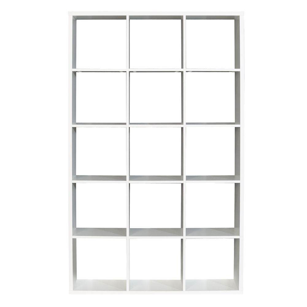 Mabon Wooden Shelving Unit With 15 Open Storage In Matt White