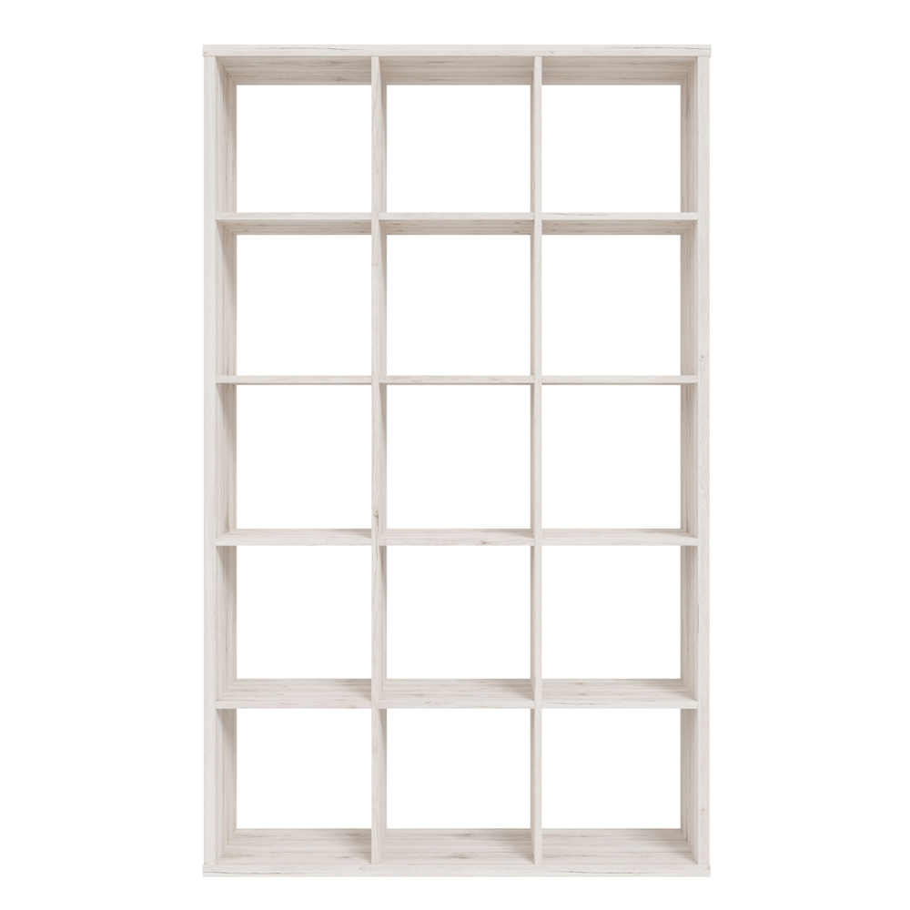 Mabon Wooden Shelving Unit With 15 Open Storage In Sand Oak