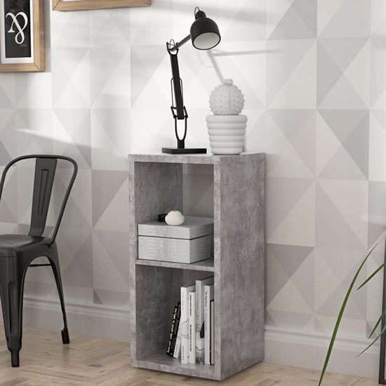 Product photograph of Mabon Wooden Bookcase With 1 Shelf In Concrete Effect from Furniture in Fashion