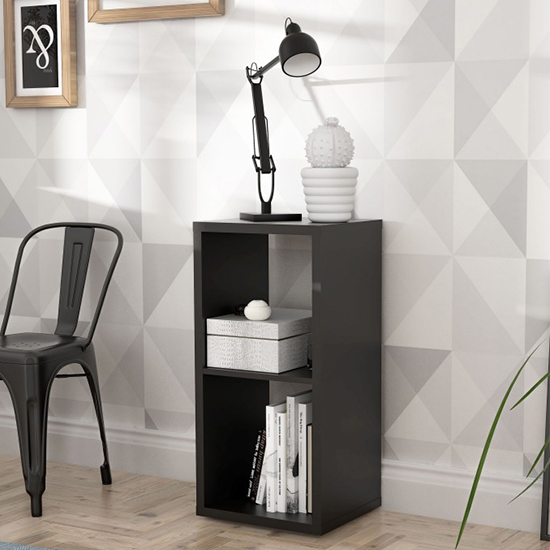 Product photograph of Mabon Wooden Bookcase With 1 Shelf In Matt Black from Furniture in Fashion