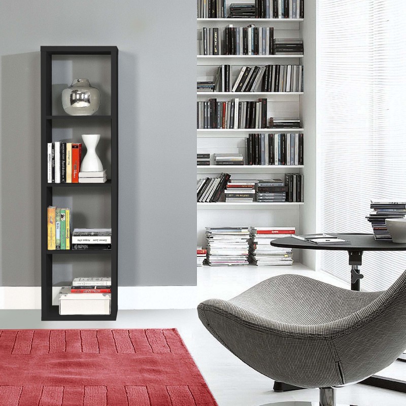 Mabon Wooden Bookcase With 3 Shelves In Matt Black