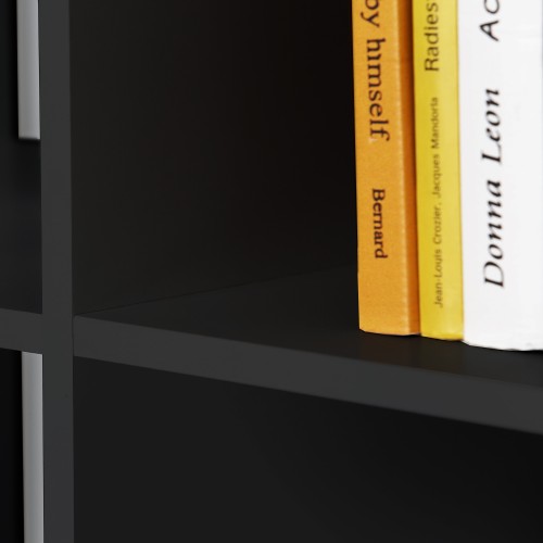 Mabon Wooden Bookcase With 3 Shelves In Matt Black