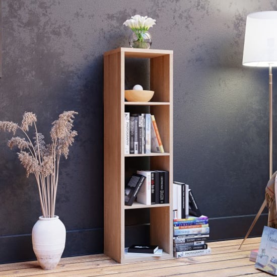 Mabon Wooden Bookcase With 3 Shelves In Sonoma Oak