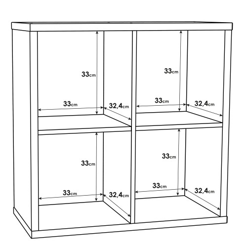 Mabon Wooden Bookcase With 4 Open Cubes In Sand Oak