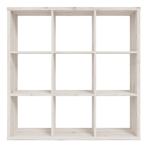 Mabon Wooden Bookcase With 9 Open Cubes In Sand Oak