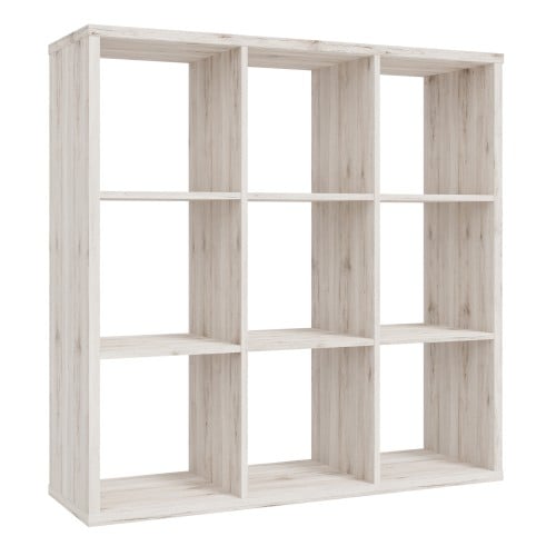 Product photograph of Mabon Wooden Bookcase With 9 Open Cubes In Sand Oak from Furniture in Fashion