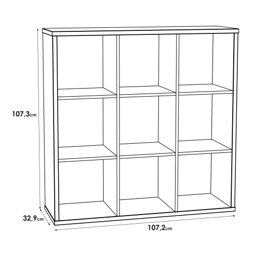 Mabon Wooden Bookcase With 9 Open Cubes In Sonoma Oak