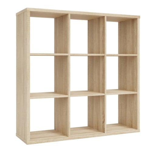 Mabon Wooden Bookcase With 9 Open Cubes In Sonoma Oak
