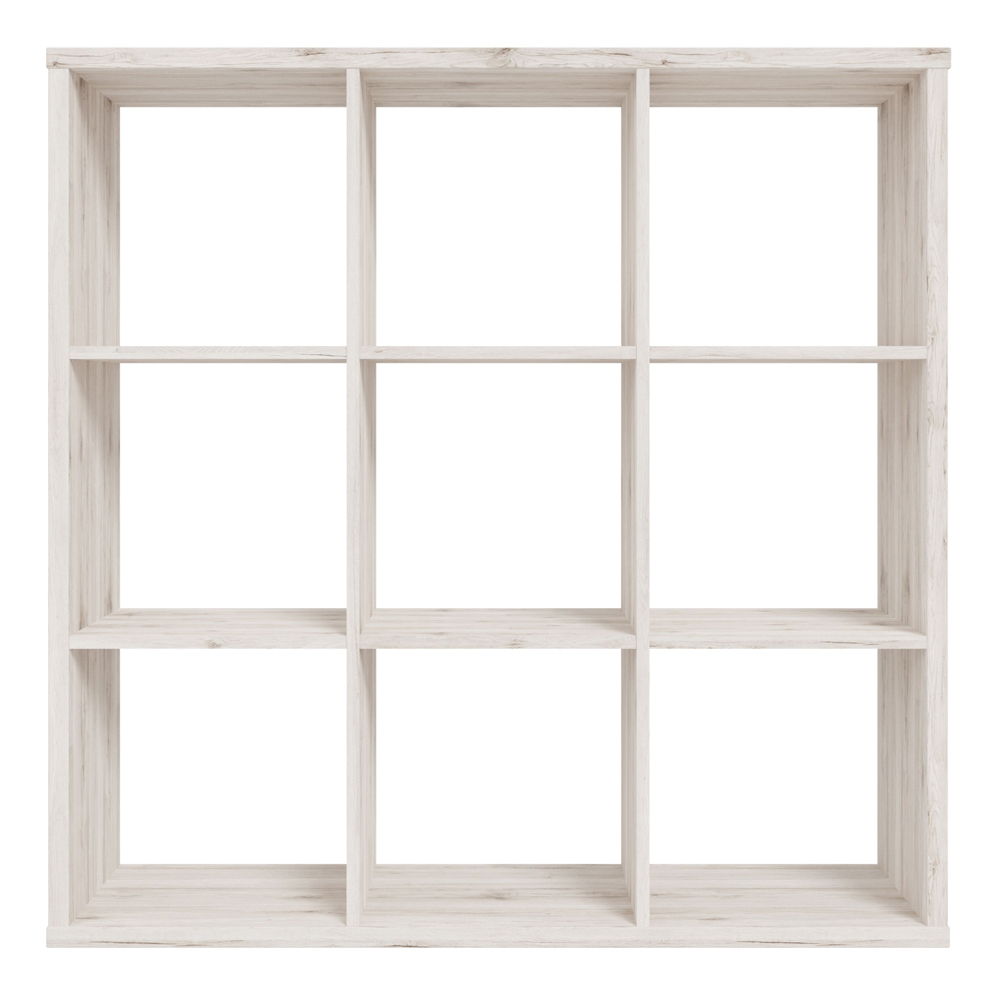 Mabon Wooden Shelving Unit With 9 Open Storage In Sand Oak