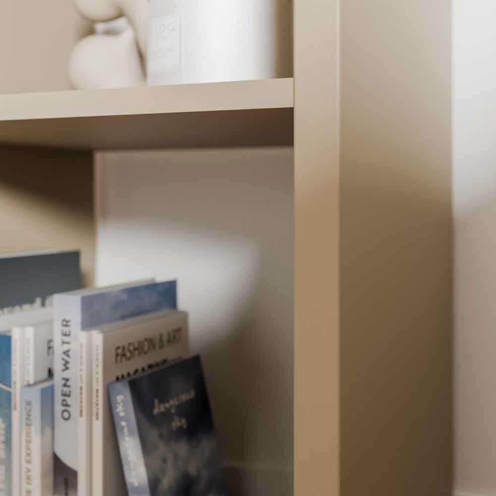 Mabon Wooden Shelving Unit with 2 Open Storage in Taupe