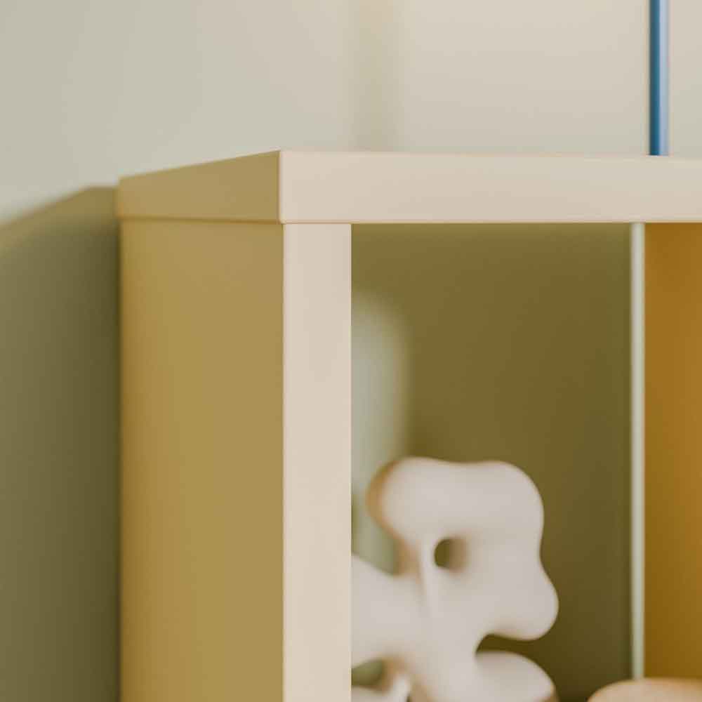 Mabon Wooden Shelving Unit with 2 Open Storage in Yellow