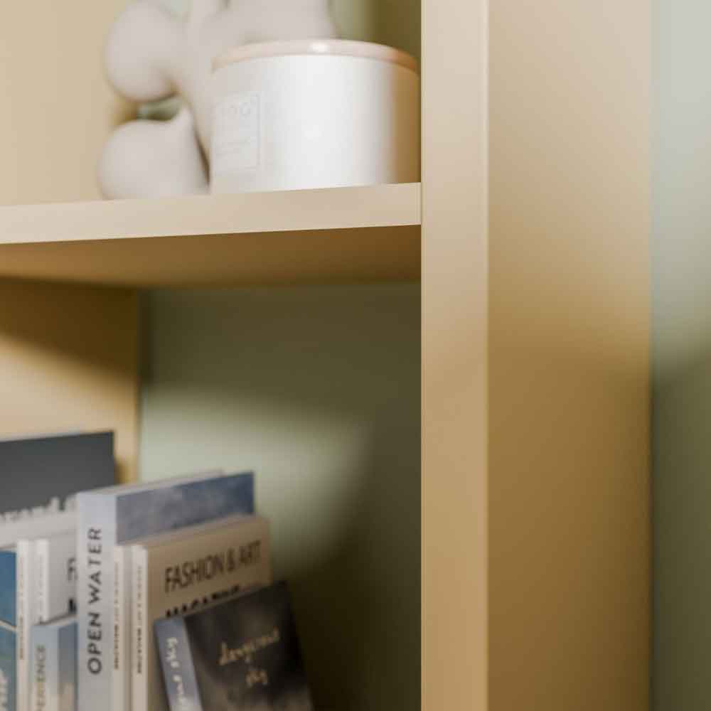Mabon Wooden Shelving Unit with 2 Open Storage in Yellow