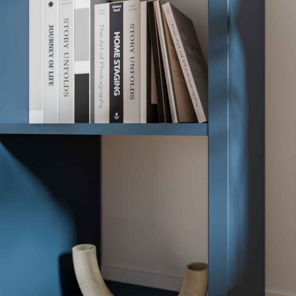 Mabon Wooden Shelving Unit with 4 Open Storage in Blue