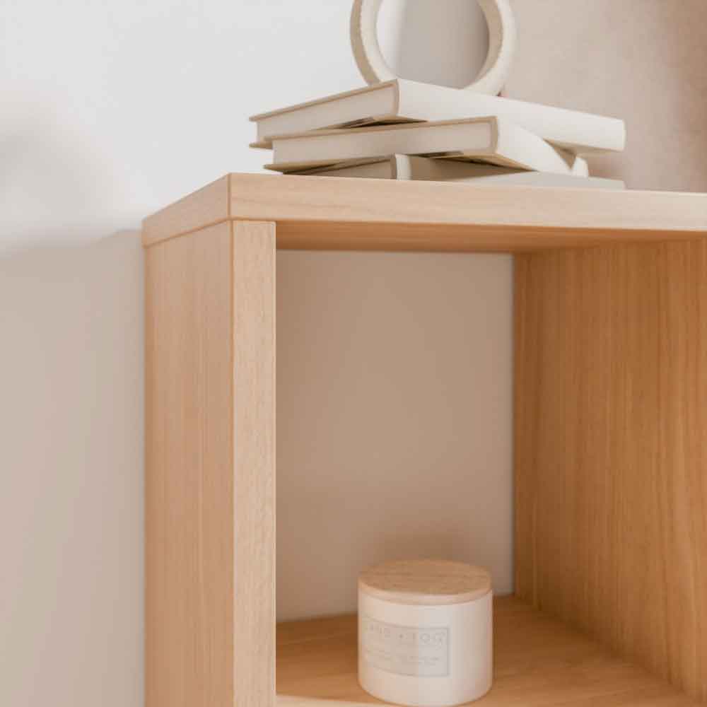 Mabon Wooden Shelving Unit with 4 Open Storage in Elegancia Oak