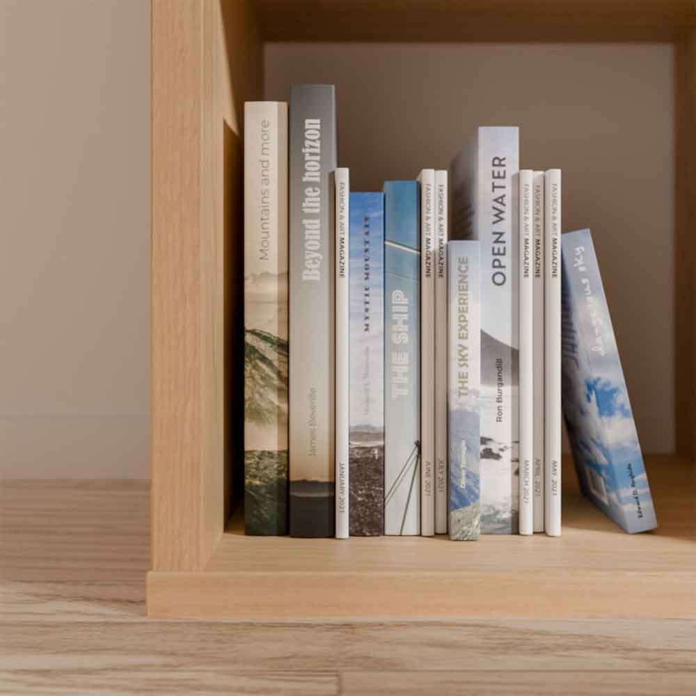 Mabon Wooden Shelving Unit with 4 Open Storage in Elegancia Oak