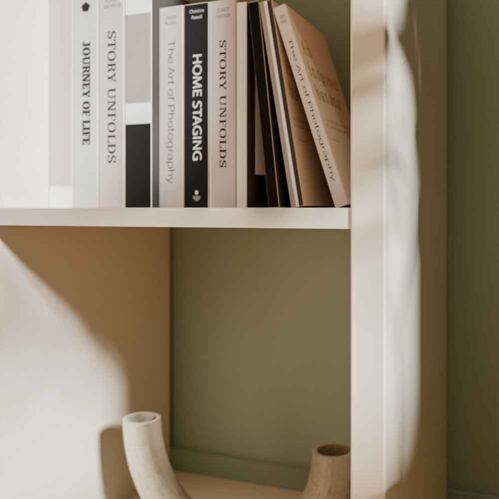 Mabon Wooden Shelving Unit with 4 Open Storage in Sand