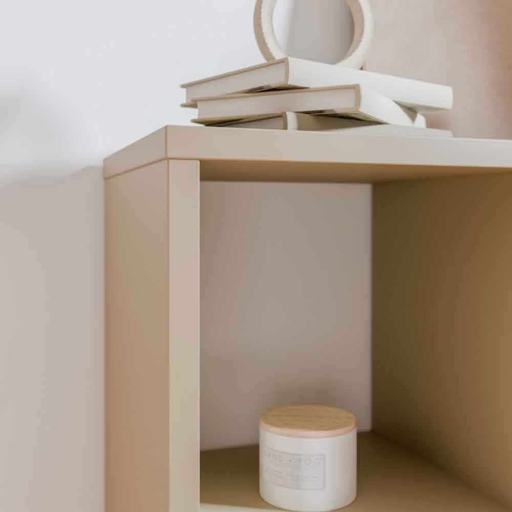 Mabon Wooden Shelving Unit with 4 Open Storage in Taupe