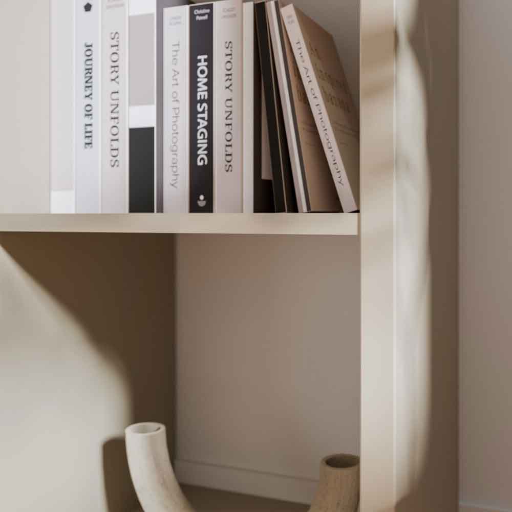 Mabon Wooden Shelving Unit with 4 Open Storage in Taupe