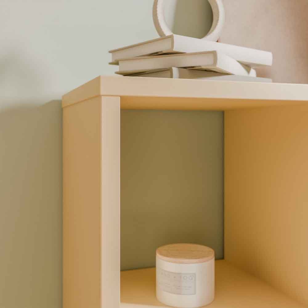 Mabon Wooden Shelving Unit with 4 Open Storage in Yellow