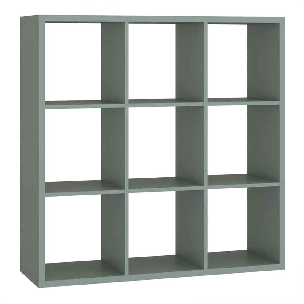Mabon Wooden Shelving Unit with 9 Open Storage in Sage Green