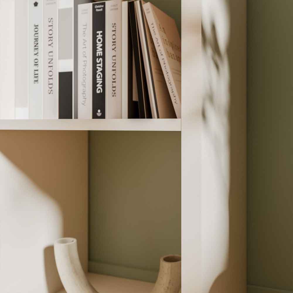 Mabon Wooden Shelving Unit with 9 Open Storage in Sand