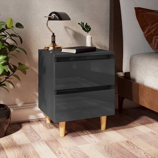 Read more about Macaw high gloss bedside cabinet with 2 drawers in grey