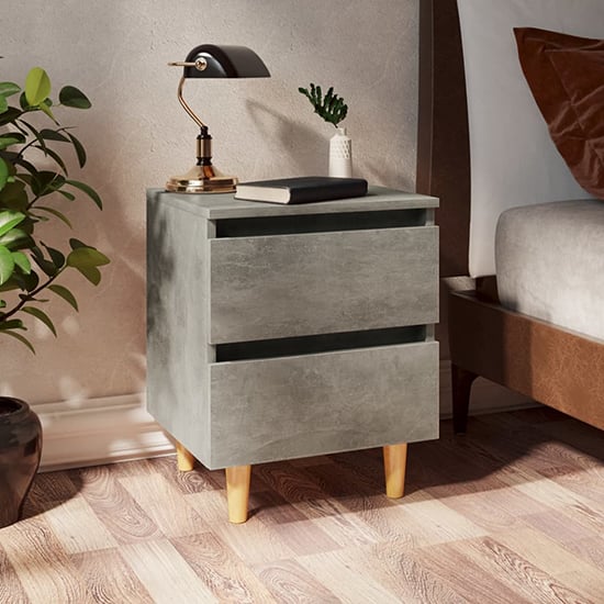 Photo of Macaw wooden bedside cabinet with 2 drawers in concrete effect