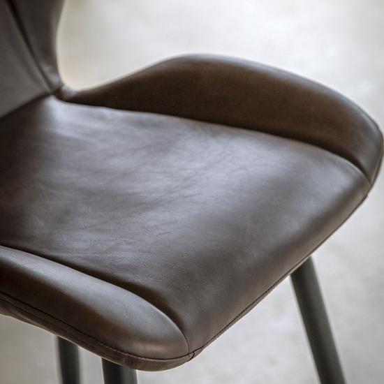 Macerata Brown Faux Leather Bar Stools With Black Legs In Pair
