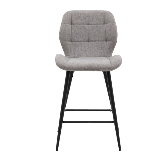 Macerata Light Grey Fabric Bar Stools With Black Legs In Pair