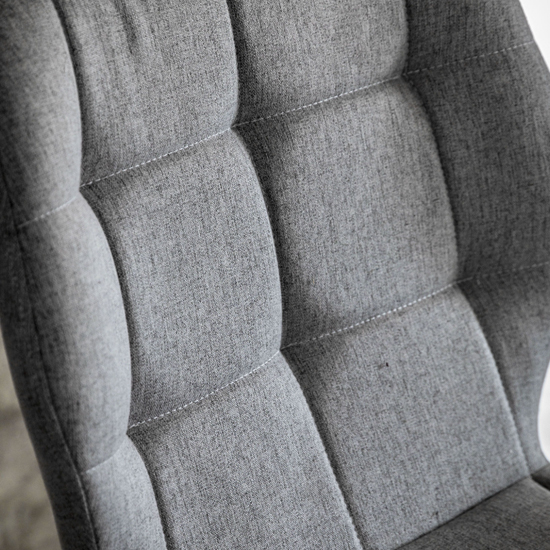Macerata Light Grey Fabric Bar Stools With Black Legs In Pair