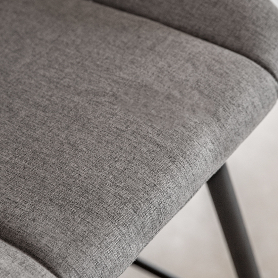 Macerata Light Grey Fabric Bar Stools With Black Legs In Pair