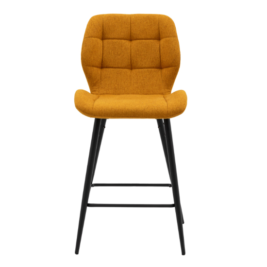 Macerata Saffron Fabric Bar Stools With Black Legs In Pair