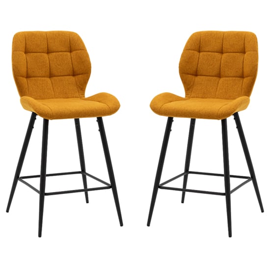Product photograph of Macerata Saffron Fabric Bar Stools In Pair from Furniture in Fashion