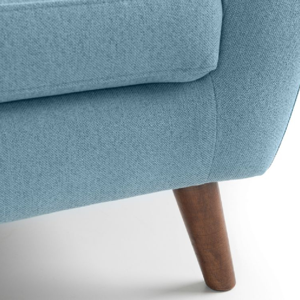 Macia Fabric 1 Seater Sofa With Wooden Legs In Blue